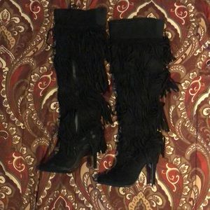 Black suede boots